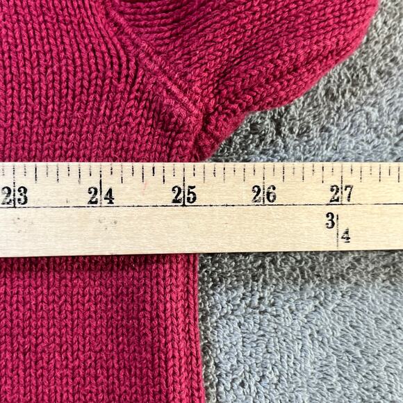 Vintage Eddie Bauer Sweater Mens Large Red Knit Fisherman Heavyweight Crew Neck - Picture 9 of 9